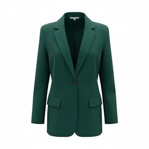 NWT J.Jill Crepe Blazer L Emerald Green Single Button Jacket Lined Career $159
